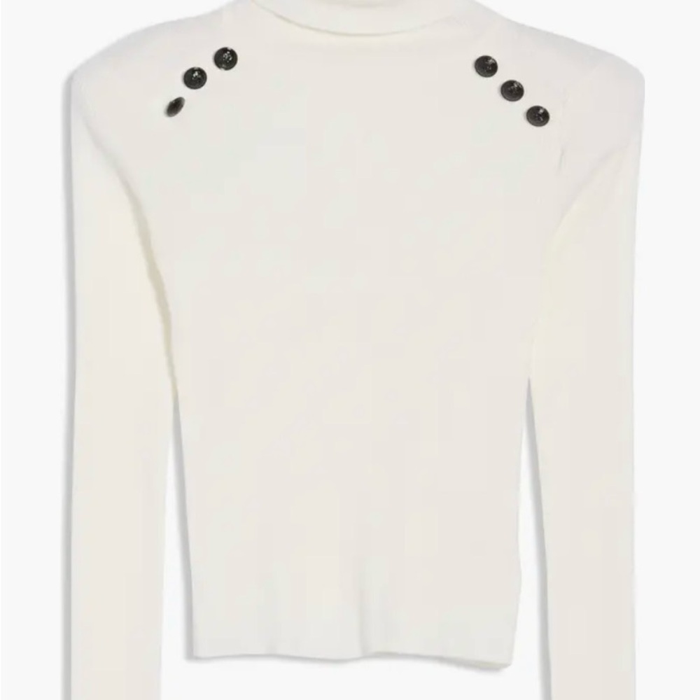 L'AGENCE Ivory Sweater with Ebony Button Details